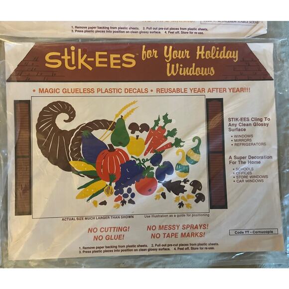 4 BRAND NEW UNOPENED Stik-EES Christmas Wise Men Cornucopia +RARE STORAGE SHEETS - Picture 4 of 11